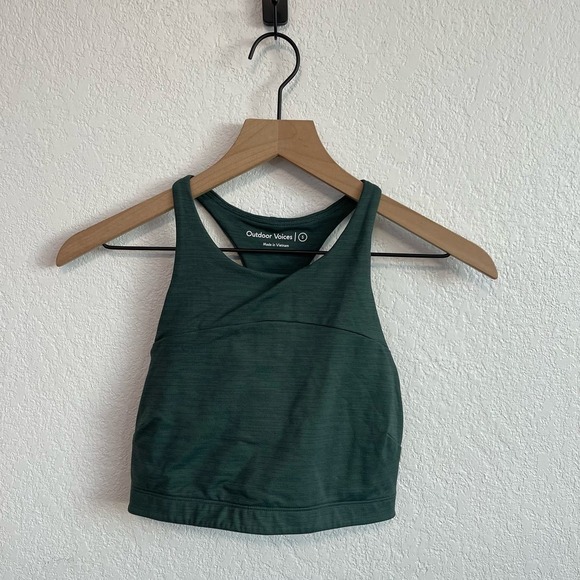 Outdoor Voices TechSweat Built-In Shelf Bra Racerback Crop Tank Top Evergreen S - Picture 8 of 12